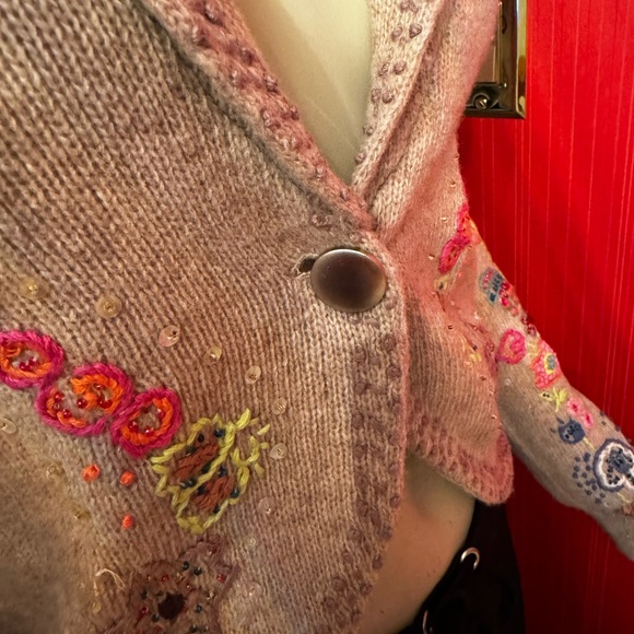 American Retro Paris embroidered knit jacket cardigan size2 - Picture 8 of 15